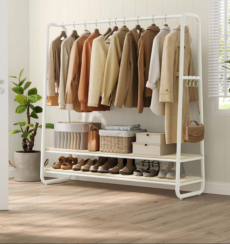 Κρεμάστρα Ρούχων Ανοιχτή Ντουλάπα 138 εκ Μήκος Σταντ Ρούχων Ράφι Κρεβατοκάμαρας RG-R119W09