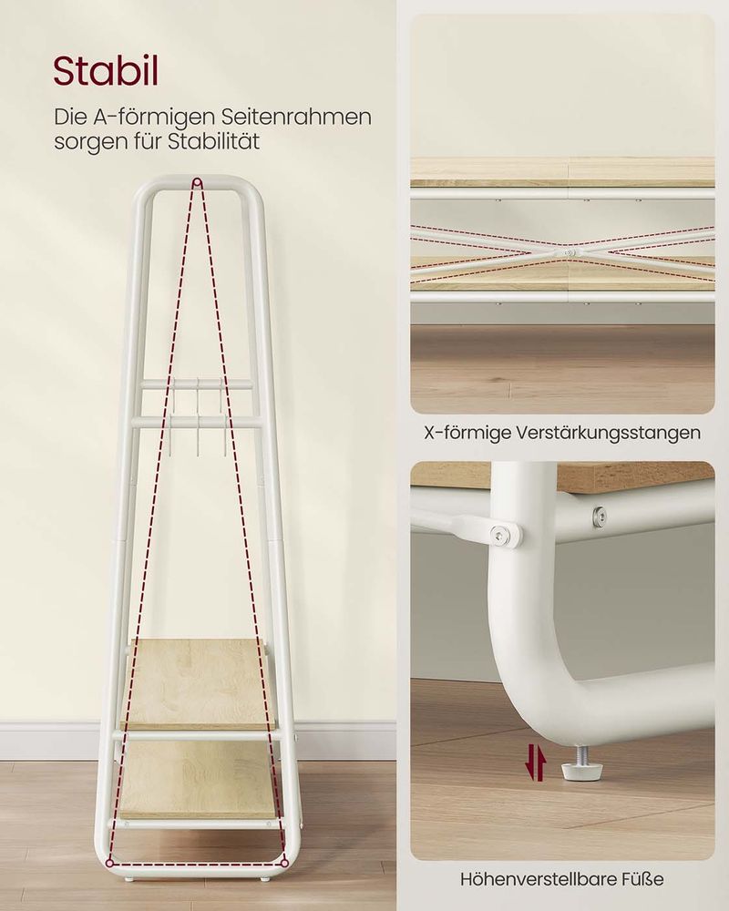 Κρεμάστρα Ρούχων Ανοιχτή Ντουλάπα 138 εκ Μήκος Σταντ Ρούχων Ράφι Κρεβατοκάμαρας RG-R119W09