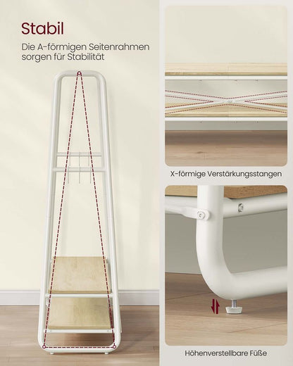 Κρεμάστρα Ρούχων Ανοιχτή Ντουλάπα 138 εκ Μήκος Σταντ Ρούχων Ράφι Κρεβατοκάμαρας RG-R119W09