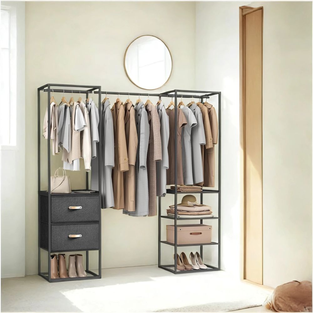 Ανοιχτή Ντουλάπα Γκαρνταρόμπα Εισόδου Ράφι Κρεμάστρα Ρούχων Βάση για Παλτό RGR-B35003B56