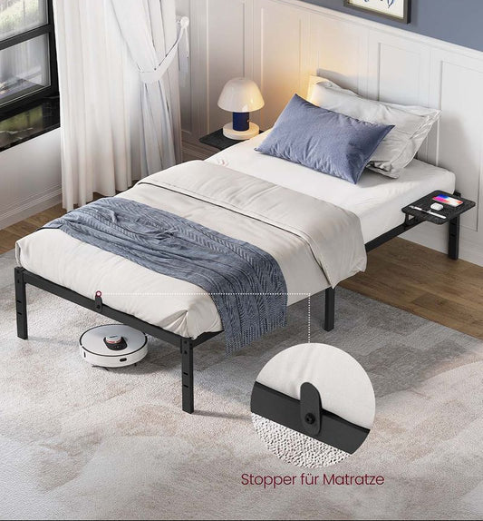 Bedroom Double Bed Metal Frame with Nightstands 190 x 140 cm RM-B093B01