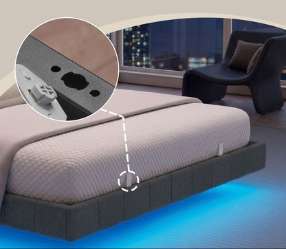 Επενδυμένο Κρεβάτι 140x200 με LED Φωτισμό, Πρίζες Φόρτισης & Μαλακή Επένδυση RMB-B35164G101
