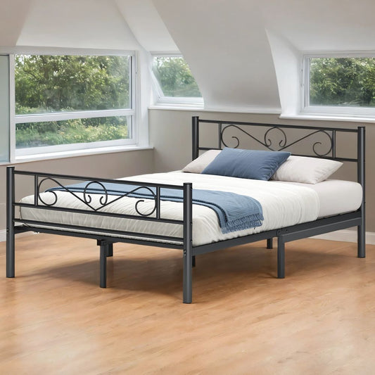Metall-Doppelbett mit schwarzem Rahmen RM-B063B01