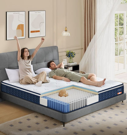 Στρώμα με Ελατήρια σε Θήκες 7 Ζωνών Αφρό Μνήμης Gel 90x200 εκ Υβριδικό 25 εκ Υπνοδωματίου RM-Z222QZ02