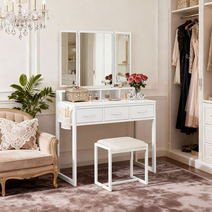 Μπουντουάρ με Σκαμπό Καθρέφτη Τουαλέτα Κρεβατοκάμαρας RV-T004W14