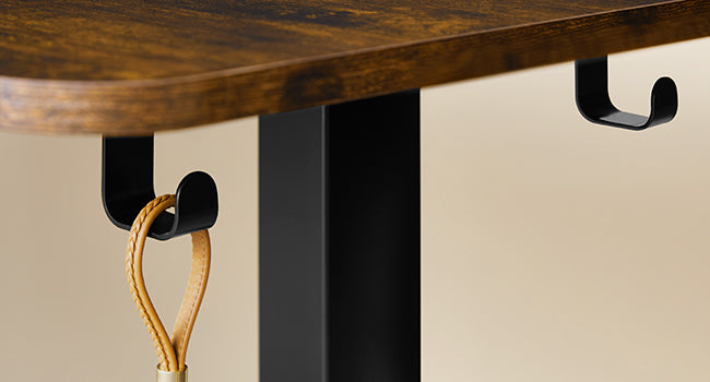 Γωνιακό Ηλεκτρικό Γραφείο Ρυθμιζόμενου Ύψους 160x140x60 Καφέ με Πρίζες USB Θύρες και Ρόδες LS-D264K01