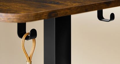 Γωνιακό Ηλεκτρικό Γραφείο Ρυθμιζόμενου Ύψους 160x140x60 Καφέ με Πρίζες USB Θύρες και Ρόδες LS-D264K01