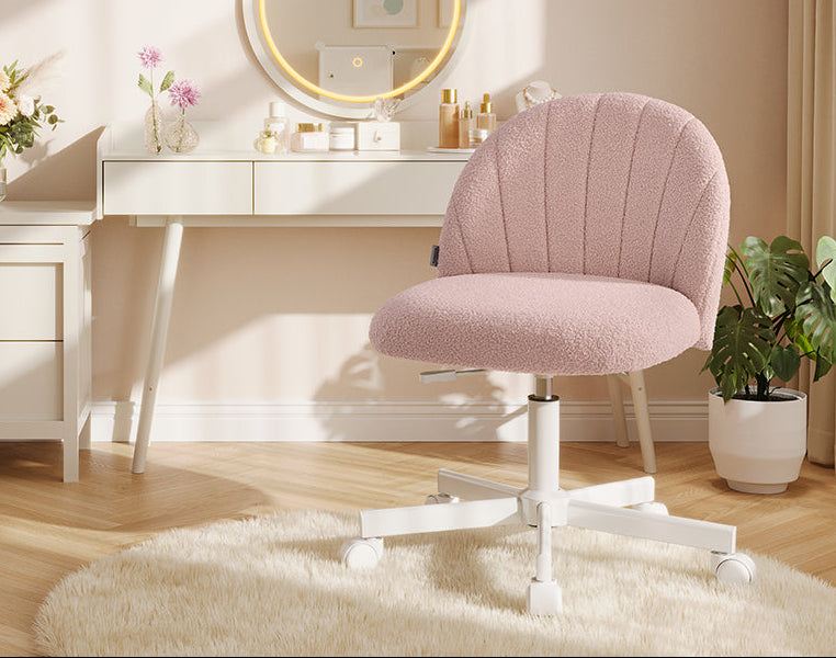 Καρέκλα Γραφείου Ροζ Μπουκλέ
