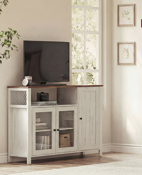 Μπουφές Κονσόλα Εισόδου Ντουλάπι Κουζίνας Έπιπλο Τηλεόρασης 110 x 33 x 75 εκ Παλαιωμένο Λευκό LS-C096WJ02