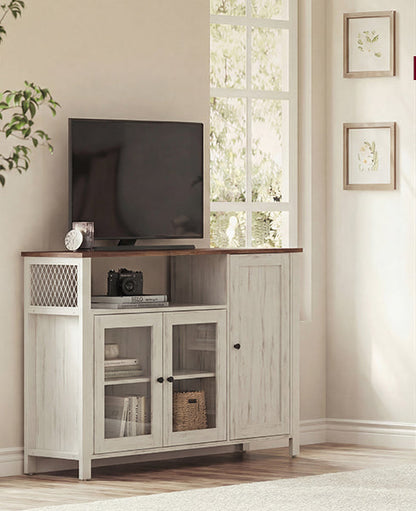 Μπουφές Κονσόλα Εισόδου Ντουλάπι Κουζίνας Έπιπλο Τηλεόρασης 110 x 33 x 75 εκ Παλαιωμένο Λευκό LS-C096WJ02