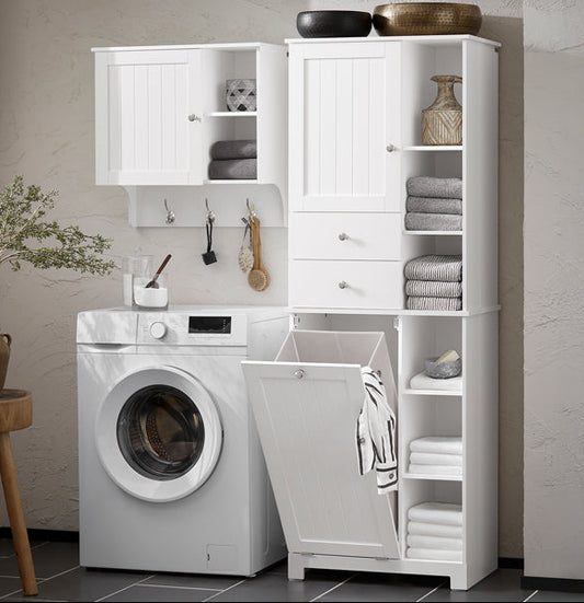 Ψηλό Ντουλάπι Μπάνιου με καλάθι για άπλυτα