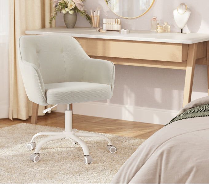 Καρέκλα Γραφείου Μπεζ Ρυθμιζόμενου ύψους Περιστρεφόμενη Καρέκλα Μπουντουάρ OB-G019LZ01