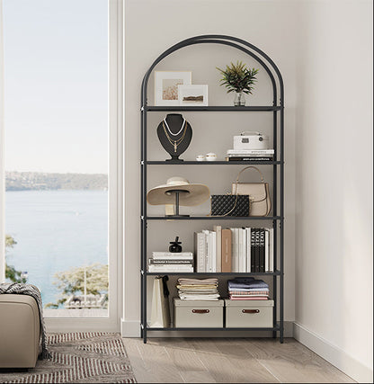 Hohes modernes Bücherregal aus schwarzem Metall für Wohnzimmer, Schlafzimmer, Badezimmer LG-T050G01