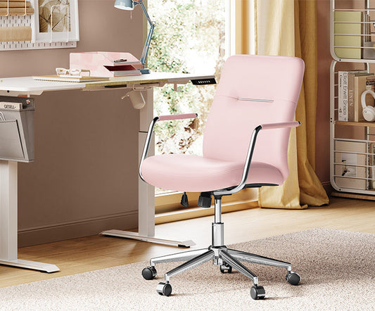 Καρέκλα Γραφείου Εργονομική Ρυθμιζόμενη ύψους Καθίσματος 43-51 εκ και Κλίση Πλάτης Ροζ OB-G031P01