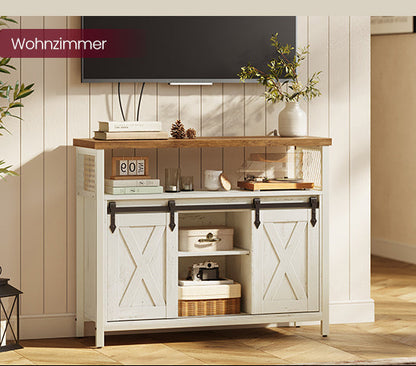 Έπιπλο Εισόδου Μπουφές Κονσόλα Βοηθητικό Κουζίνας με 2 Συρόμενες Πόρτες 33 x 100 x 80 εκ Λευκό με Μελί LS-C092W01