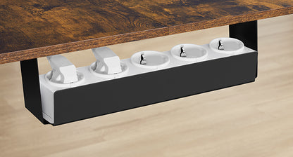 Γωνιακό Ηλεκτρικό Γραφείο Ρυθμιζόμενου Ύψους 160x140x60 Καφέ με Πρίζες USB Θύρες και Ρόδες LS-D264K01