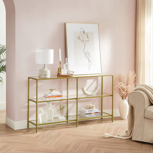 Entrance Console Table 3 Glass Shelves 130x30x73cm Living Room Bedroom LG-T024A01