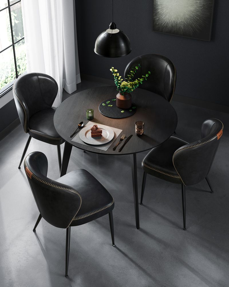 Dining Chairs Set of 2 pcs. Leather Retro Style EKHO LD-C180K02