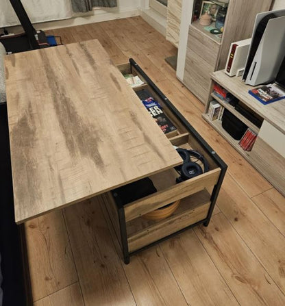 Height Adjustable Coffee Table with Drawers brown black LC-T209K01 