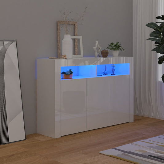 Modernes Sideboard mit LED-Beleuchtung in glänzendem Weiß 1804343 