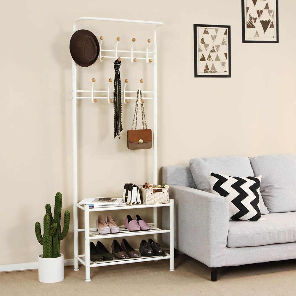 Entrance Furniture Clothes Hanger Coat Stand White Solid Metal Wardrobe HS-R04W