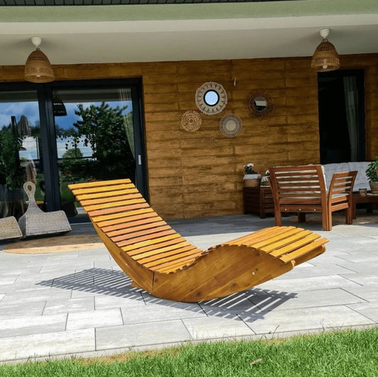 Acacia Wood Rocking Chaise Lounge for Your Garden or Balcony 142652