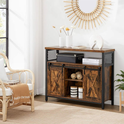 Buffet Cabinet Console TV Cabinet with 2 Sliding Doors Industrial for living room vintage brown LS-C092B01