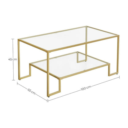 Μοντέρνο Τραπεζάκι Σαλονιού Γυάλινο Χρυσό Τραπέζι Καθιστικού LG-T033A01
