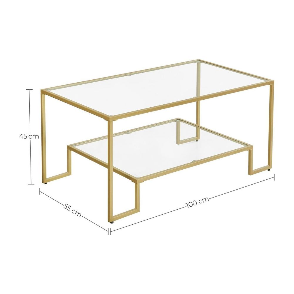 Μοντέρνο Τραπεζάκι Σαλονιού Γυάλινο Χρυσό Τραπέζι Καθιστικού LG-T033A01