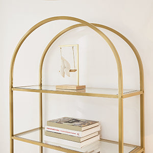 Tall Modern Bookshelf Gold Metallic for Living Room Bedroom Bathroom LG-T050A01 