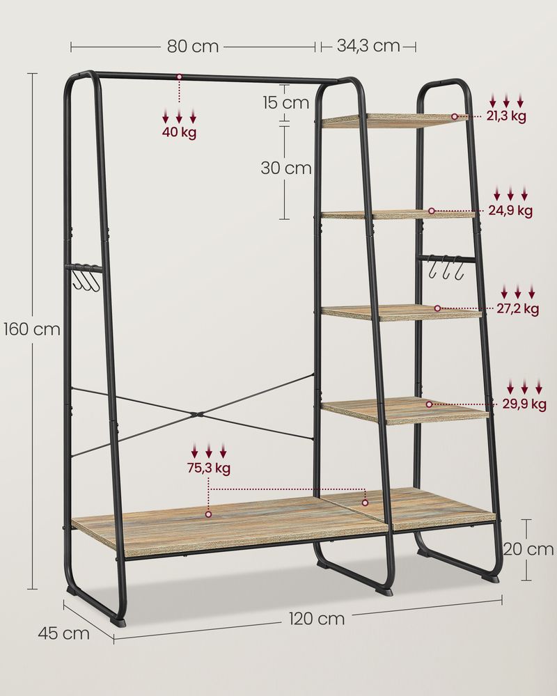 Kleiderbügel Offener Kleiderschrank Kleiderständer Schlafzimmer Regal Eiche-Weiß RG-R116W09