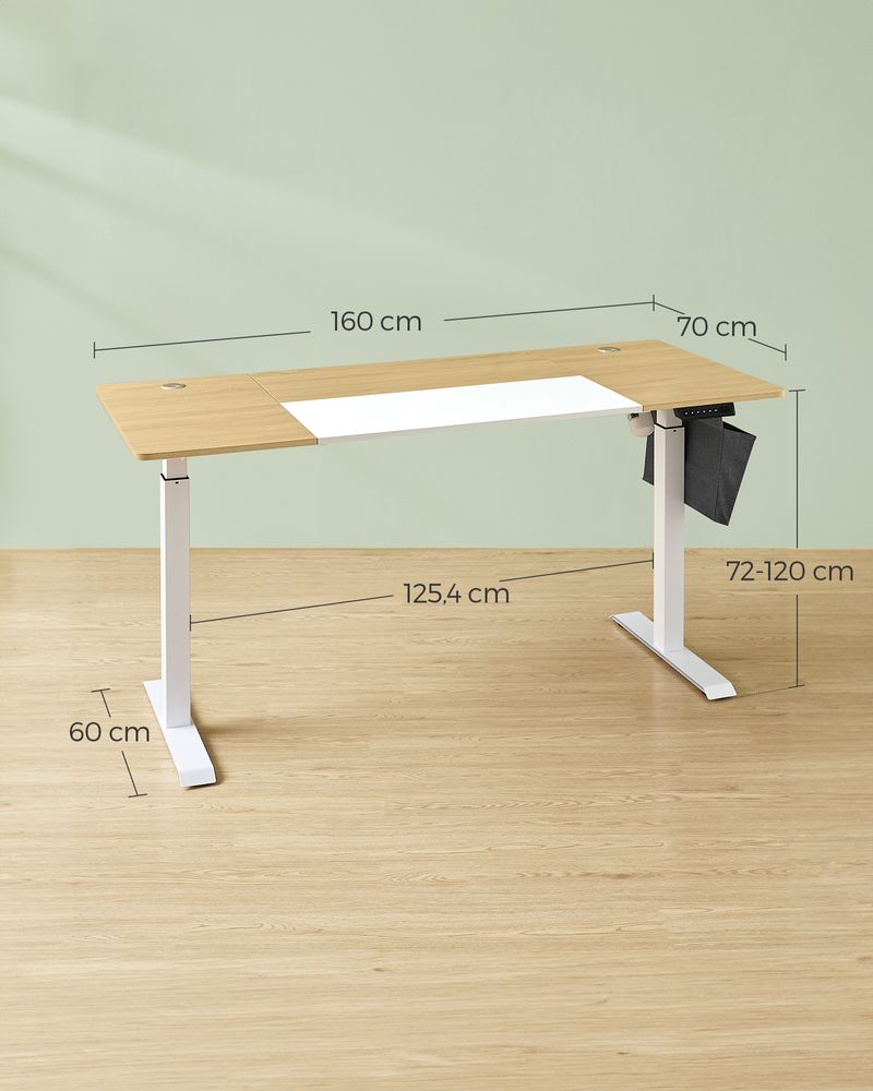Elektrisch höhenverstellbarer Schreibtisch aus Eiche mit weißem LS-D026N01