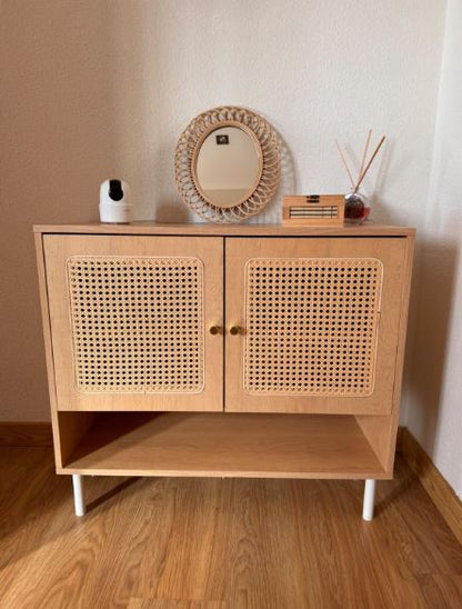 Κονσόλα Εισόδου Μπουφές Ντουλάπι Αποθήκευσης Boho Δρυς Λευκό  LB-C049N01