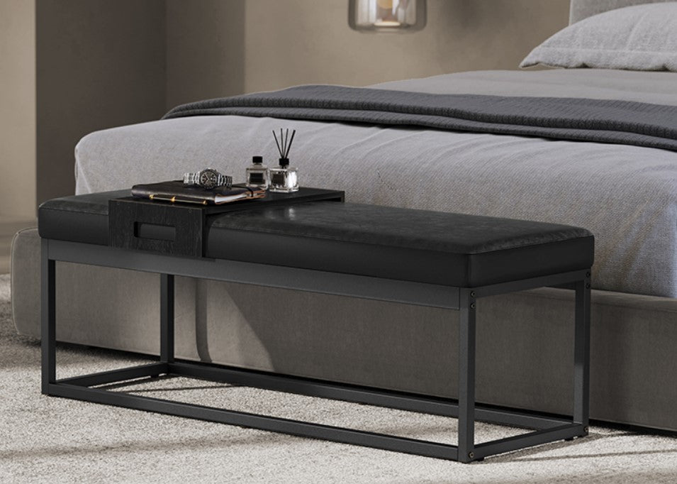 Bedroom Bench Bed Shoe Bench Side Table Minimalist Black LOM-081B01V1