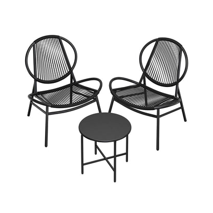 Μοντέρνα Έπιπλα Μπαλκονιού Σετ Καρέκλες και Τραπεζάκι Κήπου Μαύρο GG-F021B01