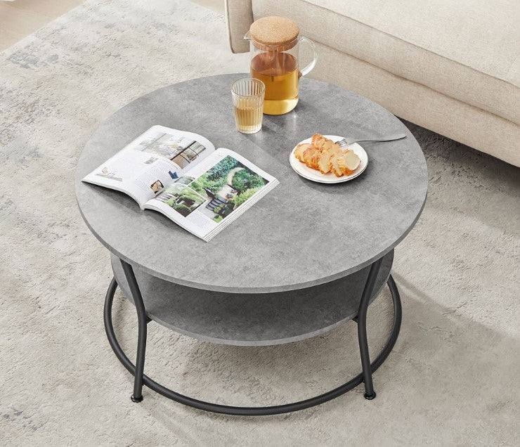 Round Living Room Table with Shelf Coffee Table 80cm LC-T80BX