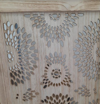 Wooden Screen Room Divider Trefoil 3X(40X170) cm with carving 80854