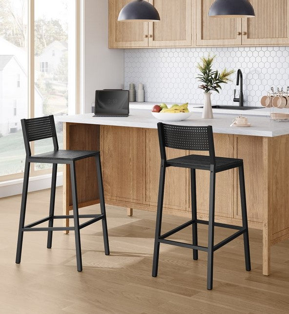 Kitchen Counter Stool Chairs Set 2pcs 72.5cm Seat Height Living Room Dining Room Brown-Black LB-C070B01