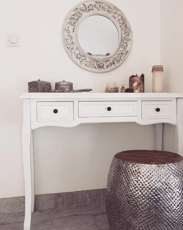 Console Table White Bedroom Toilet Dresser with Drawers 1241143 
