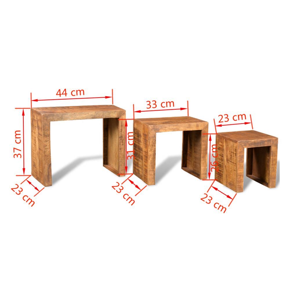 Side tables Set of 3 pcs. Zigon Solid Wood Coffee Table 1241130