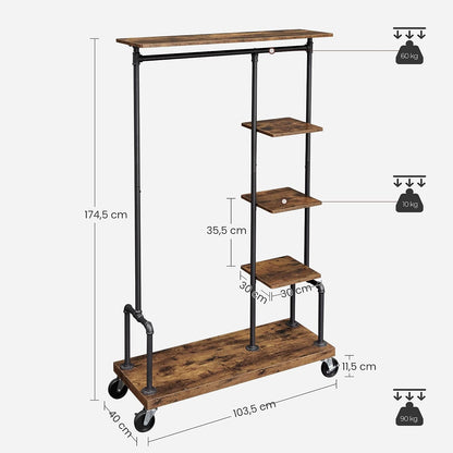 Furniture Clothes Hanger Storage Stand with Wheels Open Clothes Closet HS-R66BXV2