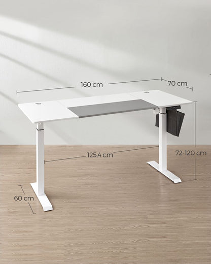 Höhenverstellbarer elektrischer Schreibtisch Weiß mit Grau LS-D026W02 