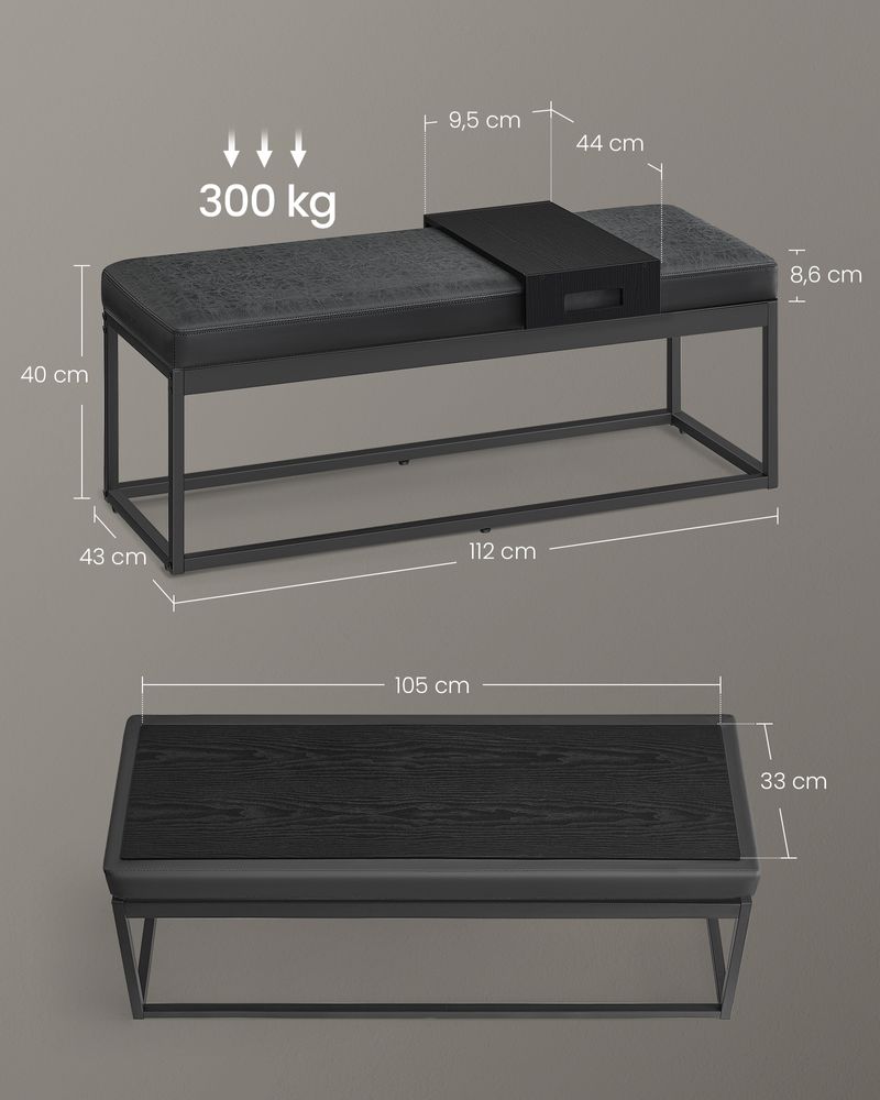 Schlafzimmerbank Bett Schuhbank Beistelltisch Minimalistisch Schwarz LOM-081B01V1