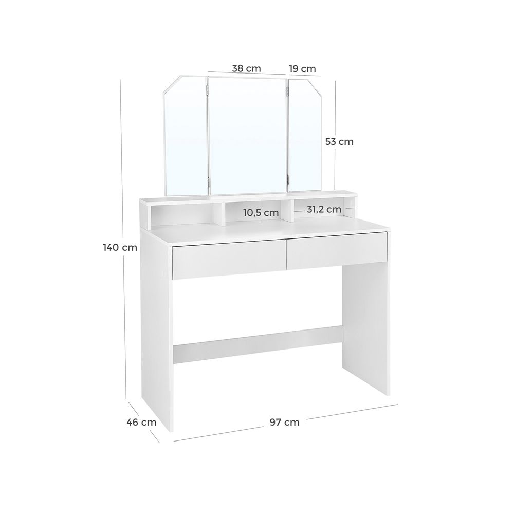 Τραπέζι Μπουντουάρ Μακιγιάζ Μεικαπ Τουαλέτας Κρεβατοκάμαρας Καθρέφτης Αναδιπλούμενος Λευκό RD-T115W01
