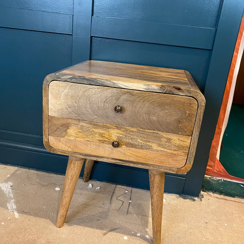 Τραπεζάκι Βοηθητικό Κομοδίνο Μασίφ Ξύλο Δρυς με Συρτάρια Σκανδιναβικό Στυλ IN711