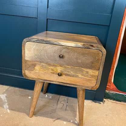 Τραπεζάκι Βοηθητικό Κομοδίνο Μασίφ Ξύλο Δρυς με Συρτάρια Σκανδιναβικό Στυλ IN711