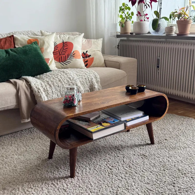 Τραπεζάκι Σαλονιού σε Σκανδιναβικό Στυλ από Μασίφ Ξύλο Καρυδιά IN3424