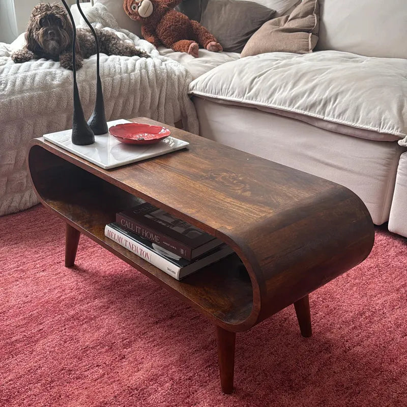 Τραπεζάκι Σαλονιού σε Σκανδιναβικό Στυλ από Μασίφ Ξύλο Καρυδιά IN3424