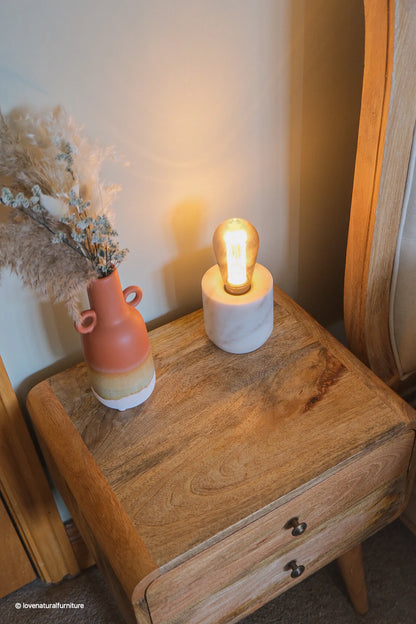 Τραπεζάκι Βοηθητικό Κομοδίνο Μασίφ Ξύλο Δρυς με Συρτάρια Σκανδιναβικό Στυλ IN711