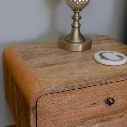 Τραπεζάκι Βοηθητικό Κομοδίνο Μασίφ Ξύλο Δρυς με Συρτάρια Σκανδιναβικό Στυλ IN711